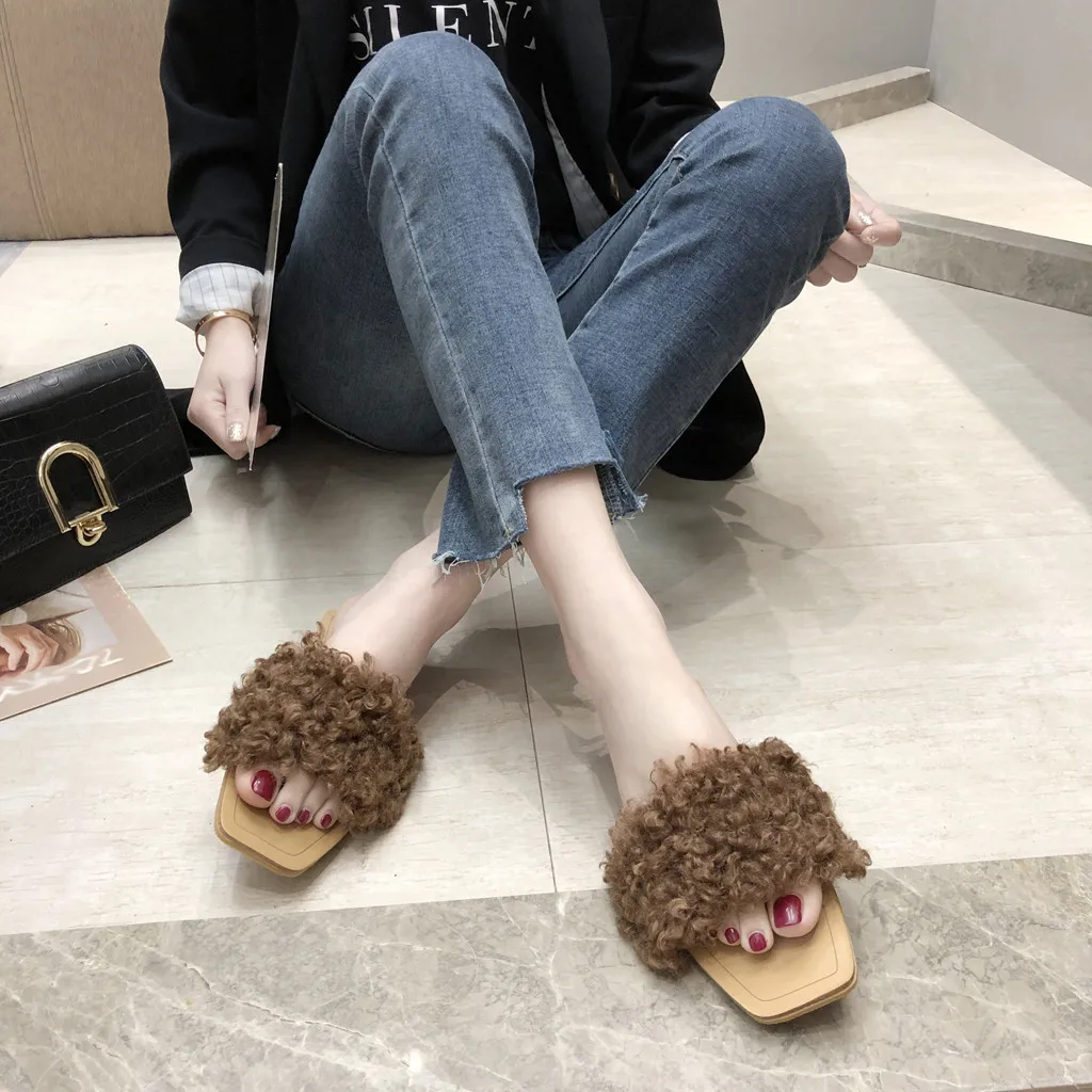 SAGACE/женские модные сандалии на низком каблуке с помпонами Пляжная обувь плоской