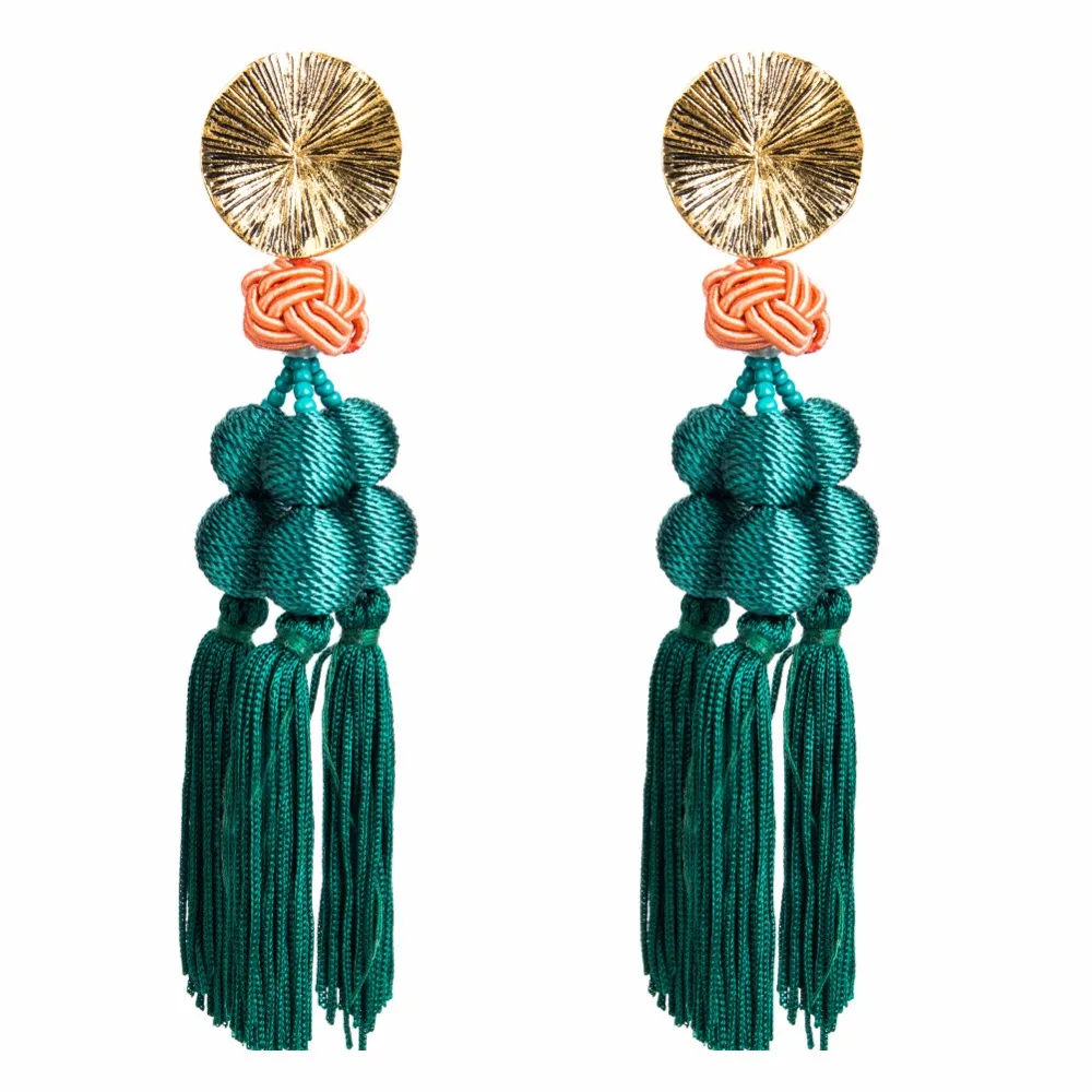 BOHO Braided PomPom Rope Knot Long Tassel Earrings Vintage Handmade Ethnic Chinese Fringes Balls For Women brincos | Украшения и