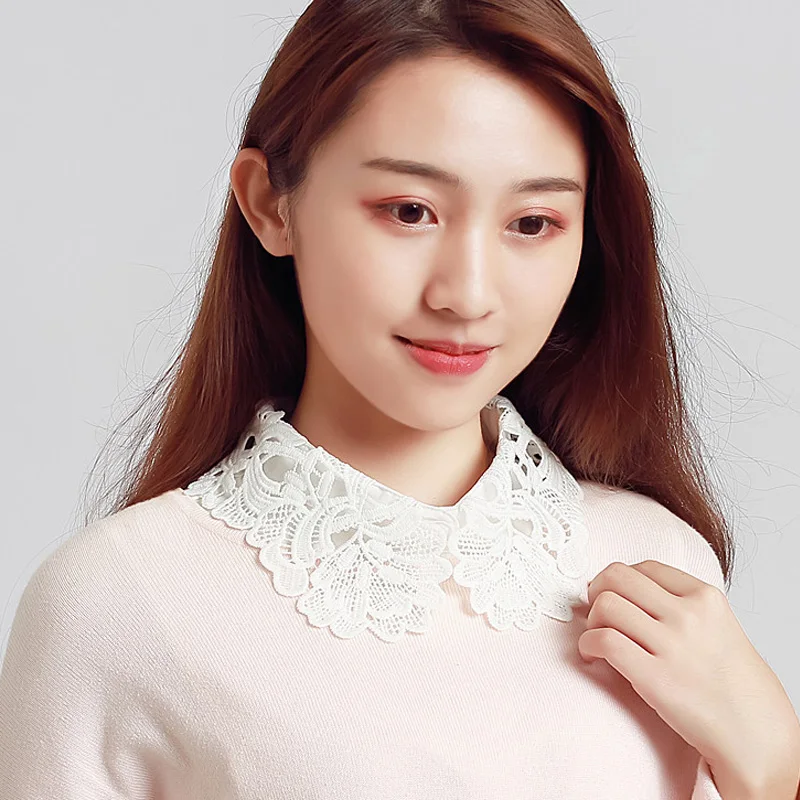 

Women's Shirt Lace Fake Neck Blouse Wrap Collar Simple fashion Sweater lady wild shirt women accessories decorate blouse