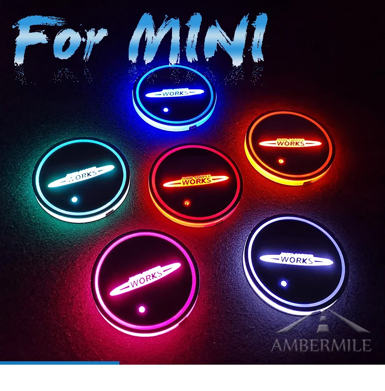 AMBERMILE светодиодный светильник-подстаканник с датчиком JCW, подстаканники для Mini Cooper JCW F54 F56 Countryman R60 R61 R56 R55 F55, аксессуары