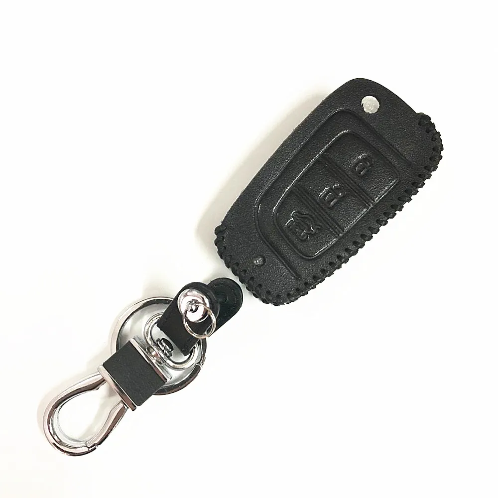 I Type Black thread Кожаный чехол для ключей брелок для hyundai ix35 iX45 ix20 iX25 i10 i20 i30 i40 HB20 Sonata Verna Solaris Elantra Accent - Название цвета: I Type Black thread