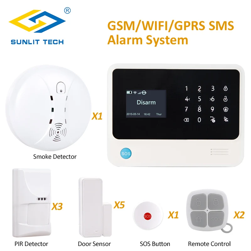 

Беспроводная домашняя охранная GSM WIFI сигнализация EN RU ES FR меню переключаемая SIM SMS приложение Удаленная сигнализация защита безопасности