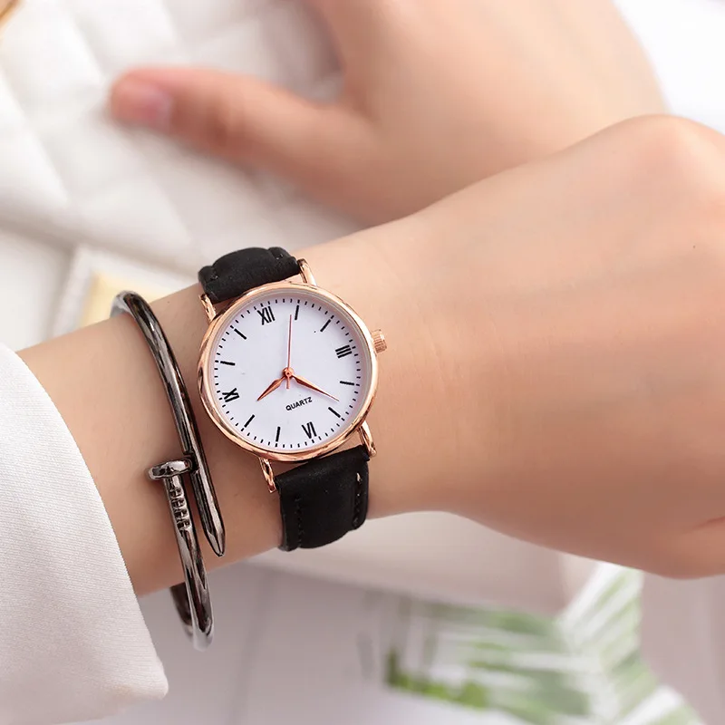 Женские наручные часы модный браслет кожаные кварцевые женские простые женский