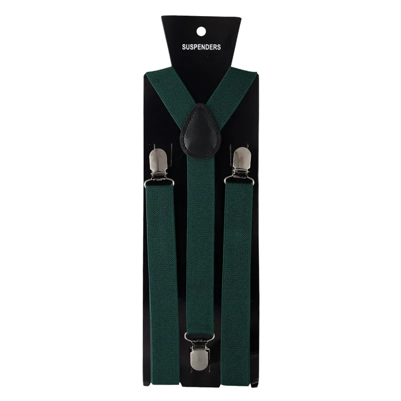 Dark Green 40 цветов эластичные кожаные подтяжки для мужчин 3 зажимы подтяжек винтажные мужские s Женские Подтяжки Брюки Свадебные подтяжки для юбки - Цвет: Dark Green