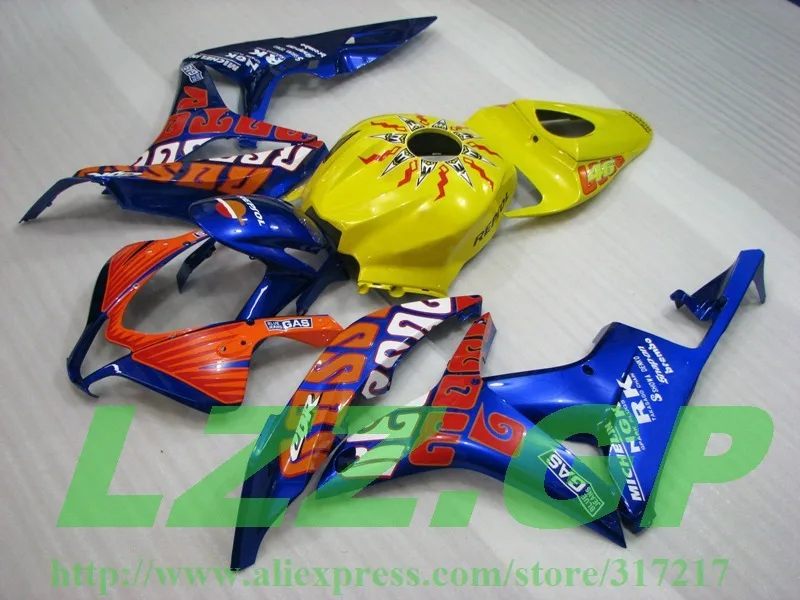 

For Painted CBR600F5 07-08 F5 2007 2008 F5 CBR600RR 07 08 V3255g CBR 600 600RR Injection CBR600 RR Orange Yellow Blue Fairing