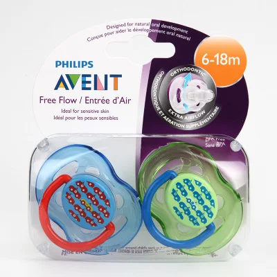 Avent пустышки без BPA Avent Ортодонтическая пустышка Avent Freeflow силиконовые пустышки 6-18 месяцев 2/упаковка - Цвет: Армейский зеленый