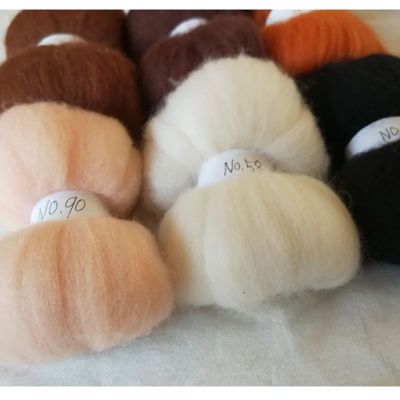 WFPFBEC felt wool roving merino kit needle for feling fibre felting doll set 60g 10g/color total 6 colors | Дом и сад
