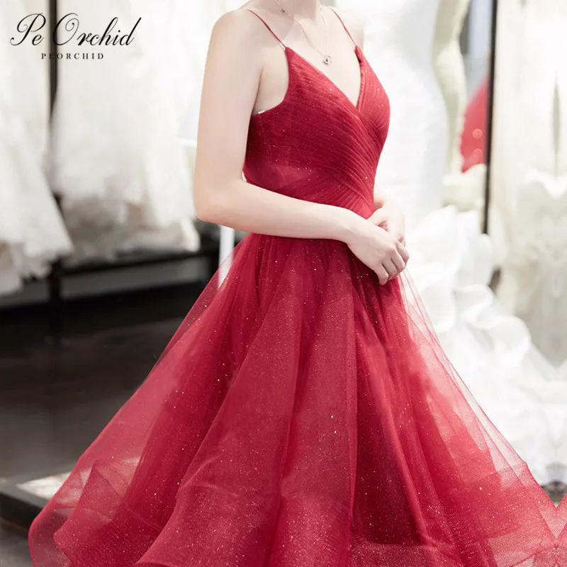 Платье для выпускного вечера PEORCHID на заказ бордовое/золотое/белое/голубое платье