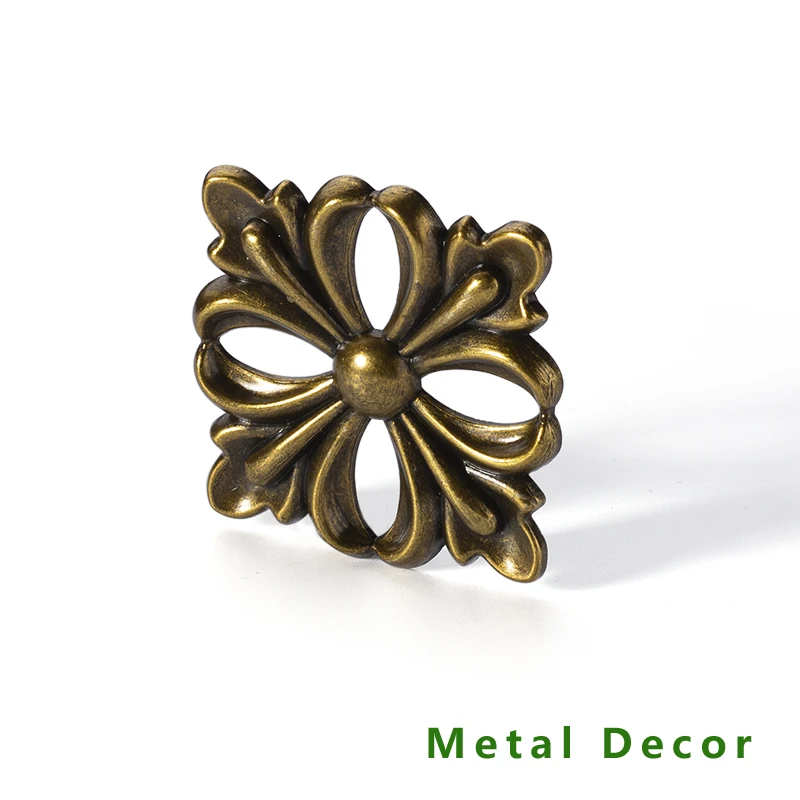 

traditional country style metal Decor electronic plating zinc alloy antique brass color furniture frame leg head post decoration