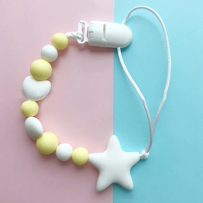 Silicone Teething Pacifier Clips Baby Chain Holder For Nipples Chew Toys | Мать и ребенок