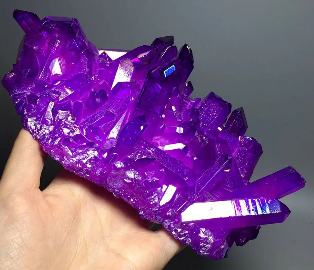 

573g WHOLESALE!! Purple Aura Crystal Titanium Bismuth Silicon Cluster Rainbow wedding souvenirs