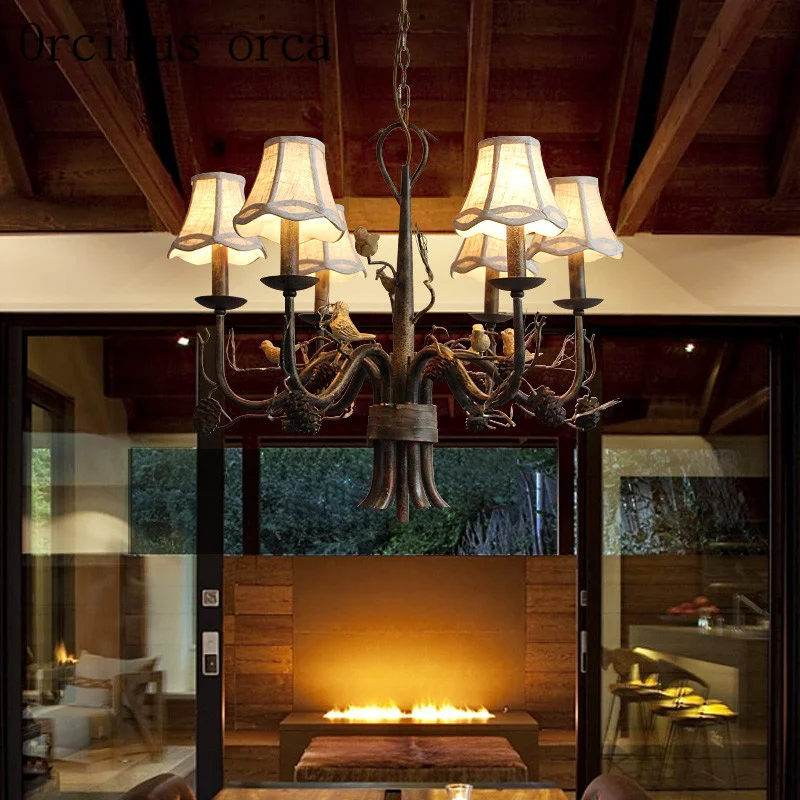 Американская страна Ретро железная зернистая Люстра для гостиной столовой