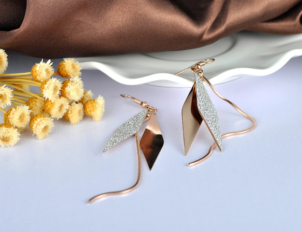 Серьги-подвески женские из нержавеющей стали розовое золото | Украшения и