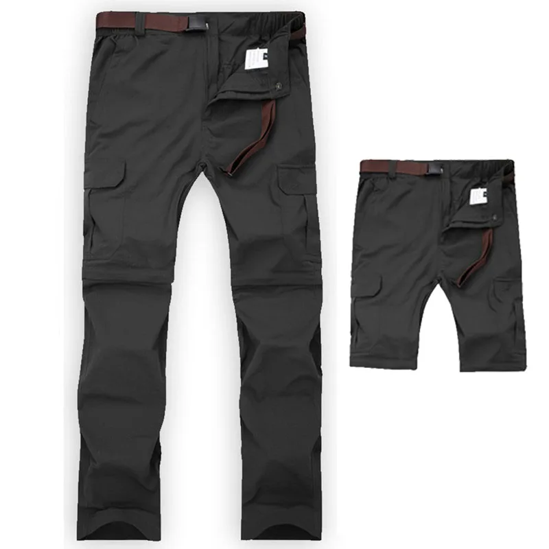 Black M-7XL, мужские летние быстросохнущие съемные походные брюки, дышащие брюки, для занятий спортом на открытом воздухе, треккингом, рыбной ловлей, Водонепроницаемые шорты PN18 - Цвет: Black