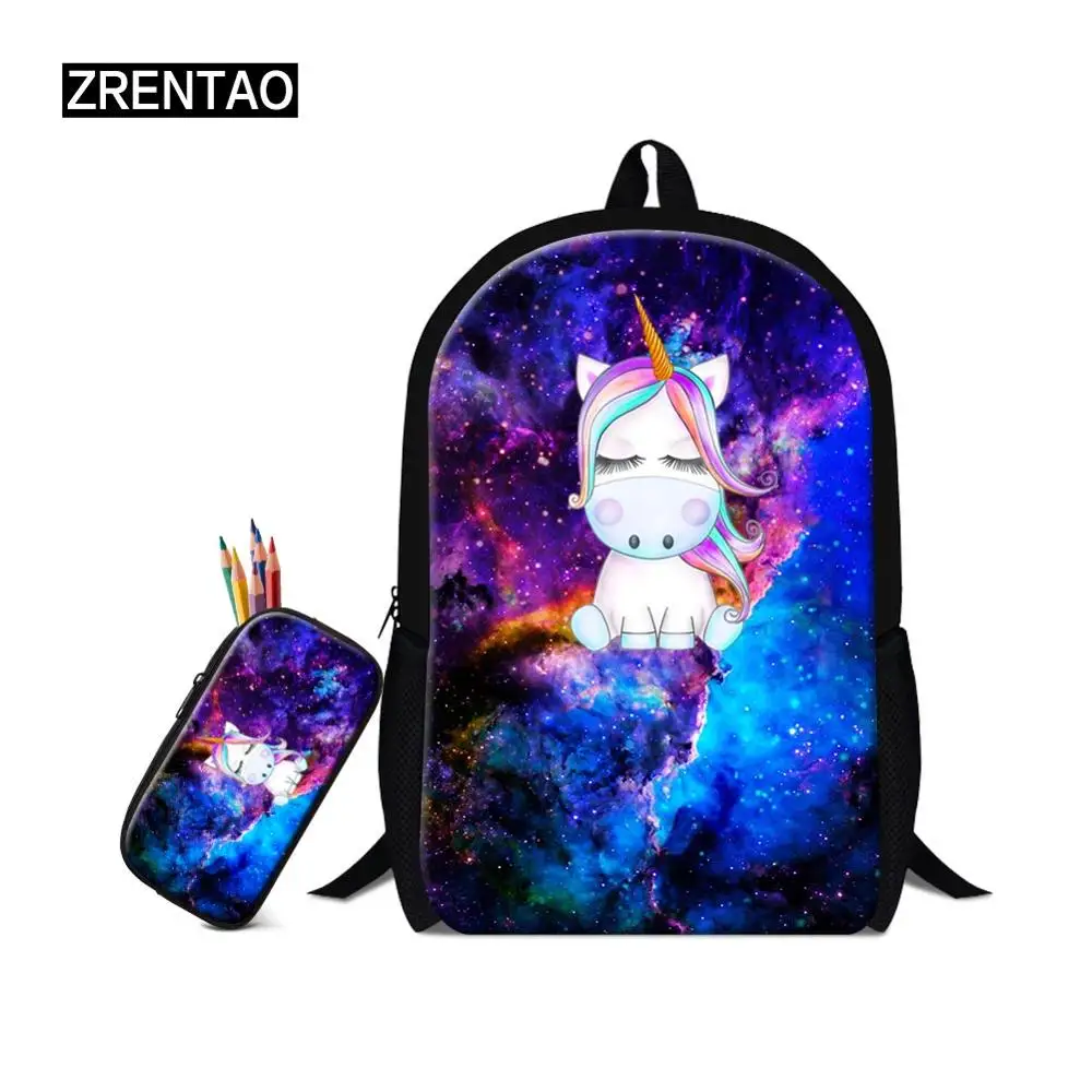 Школьный рюкзак набор из 2 предметов с милым принтом в виде единорога для детей