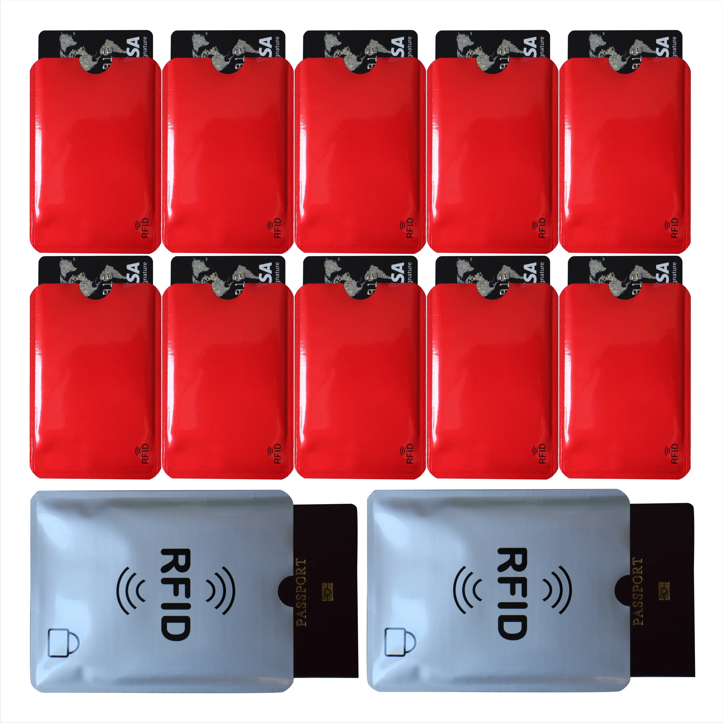12 pcs Anti-Scan Card Sleeve Blue Red Black White RFID Protector Anti-magnetic Passport Protection OEM welcome | Багаж и сумки