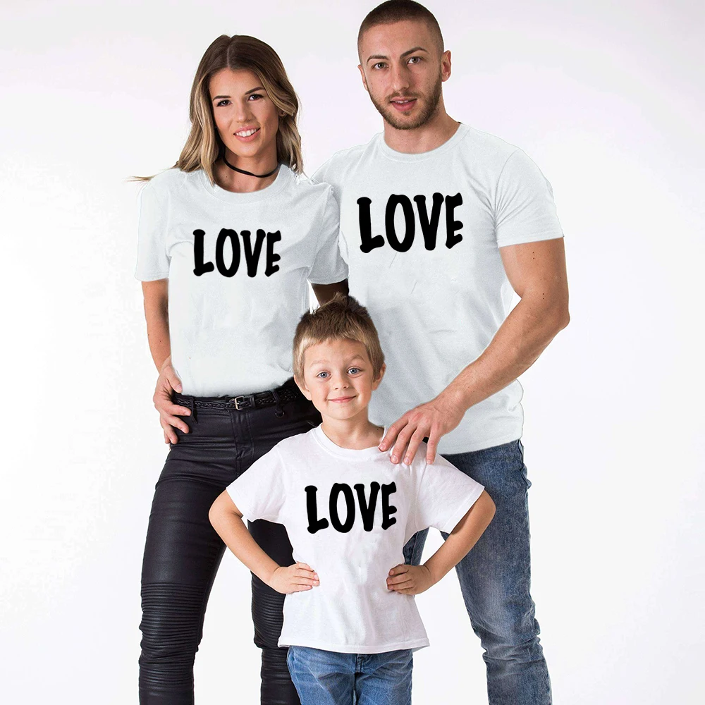 Ropa a juego para la familia, camiseta de pap&aacute;, mam&aacute;, ni&ntilde;a e hijo, camisetas a juego, camisetas de verano de manga corta con cuello redondo, ropa familiar de amor-1