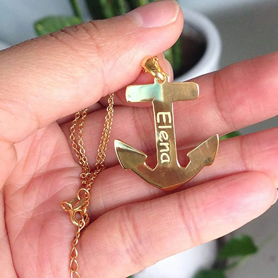 Именное ожерелье персональный якорь моряк изготовленный на заказ с любым именем