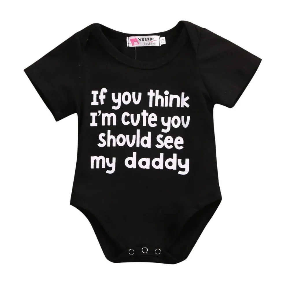 

DERMSPE 2019 New Newborn Baby Boy Girl Short Sleeve Letter Print Cute Cartoon Jumpsuit Cotton Romper Baby Clothes Hot