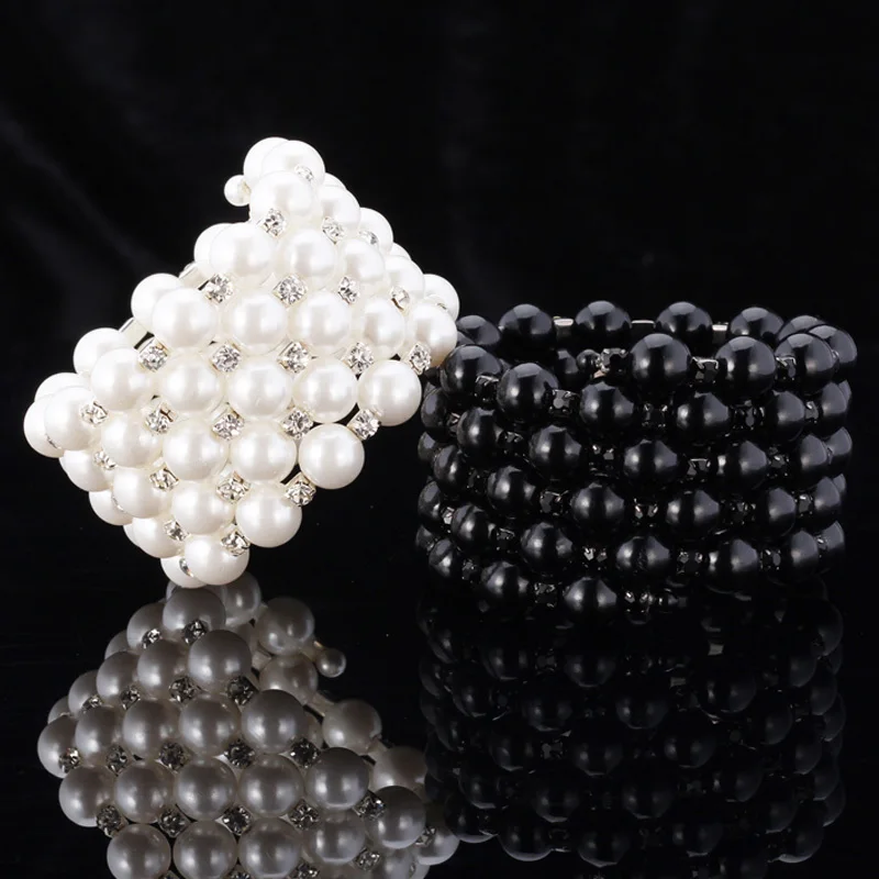 U7 Многослойные Стразы Имитация Перл Браслеты Для Женщин Синтетический Жемчуг