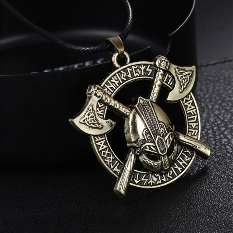 Брендовый дизайн ожерелье с подвеской в виде шлема стиле панк винтажном золотой