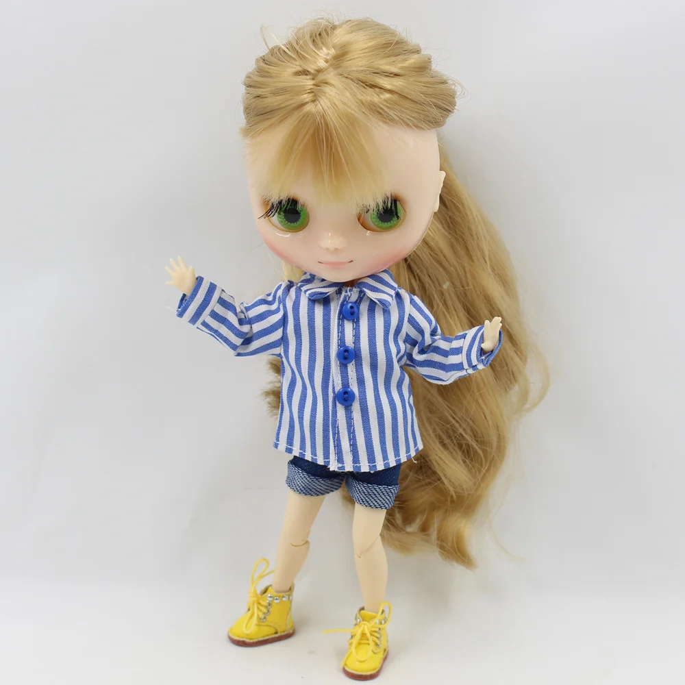 Наряды для Middie Blyth doll белая футболка с синей полосой и джинсы брючный костюм 20 см