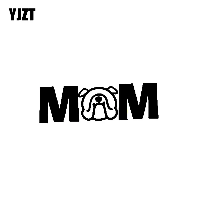 

YJZT 14.3CM*4.8CM Fashion Bulldog MOM High-quality Vinyl Car Sticker Decal Black/Silver C11-0469