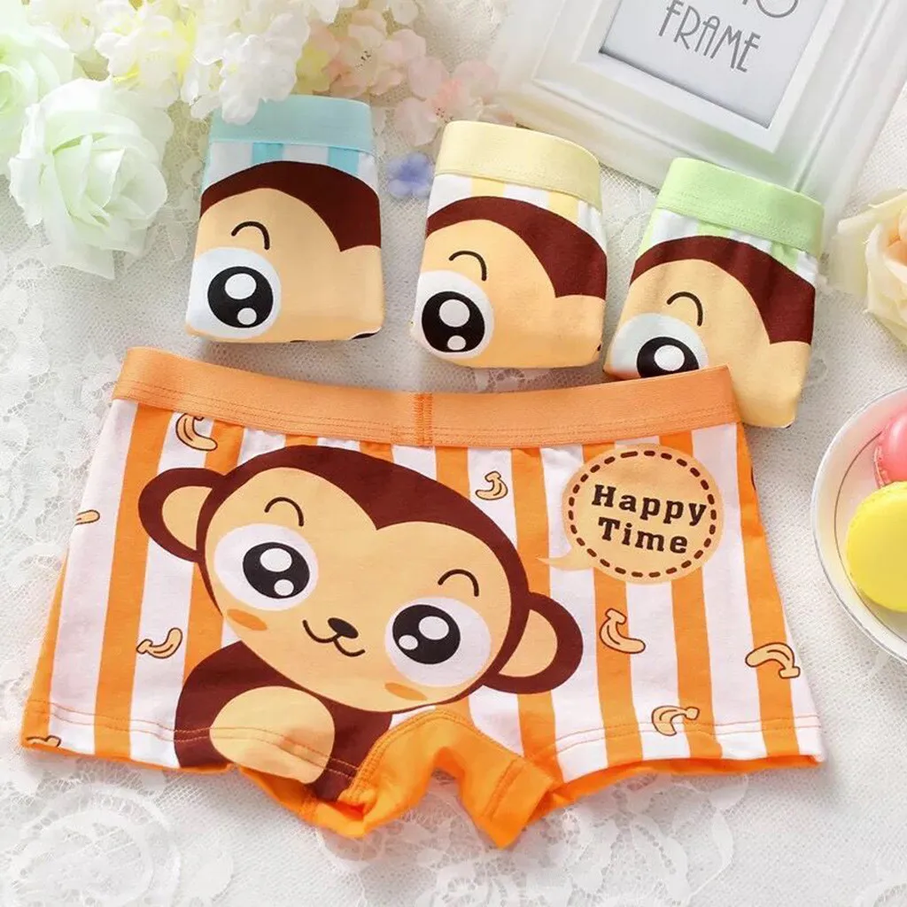 Нижнее белье с рисунком обезьяны для маленьких мальчиков 4 предмета детские