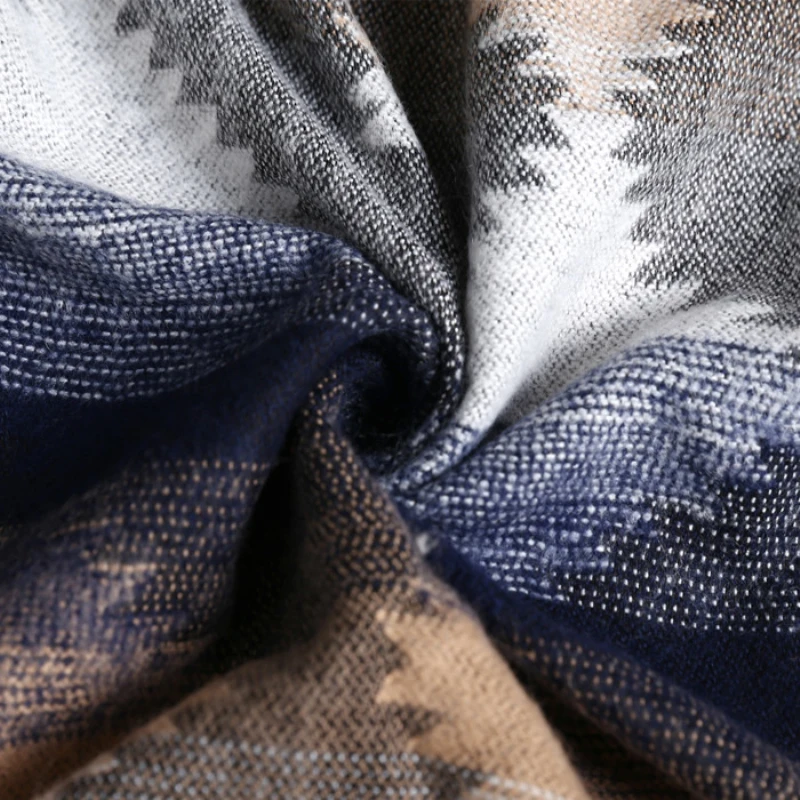 Новая зимняя женская модная шаль одеяло накидка теплая вязаная клетчатый шарф