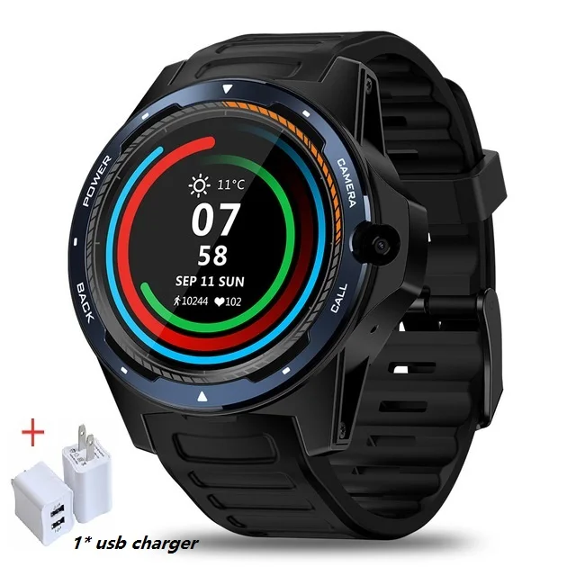 Blue With Charger Смарт-часы Zeblaze THOR 5 с двумя системами, 4G, Bluetooth, 8 Мп, фронтальная камера, gps, Wi-Fi, 4 Гб, монитор сердечного ритма, умные часы для мужчин, Android 7,1 - Цвет: Blue With Charger