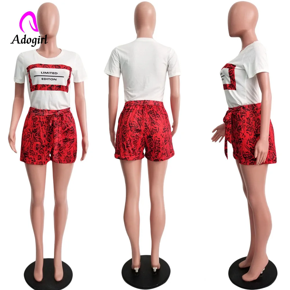 Женский комплект из 2 предметов Adogirl Повседневная белая футболка с коротким