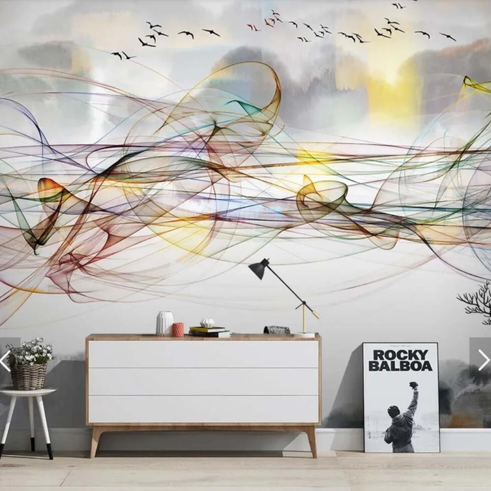 

3D Abstract Stripe Line Creative Smoke Style Printed Photo Wallpapers Mural TV Background Home Wall Decor Murals Customize