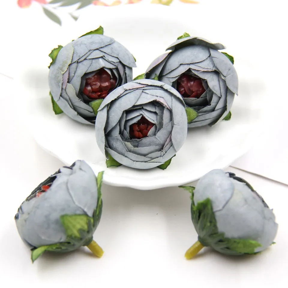 Gray 10 шт., искусственные цветы, шелковая Цветочная головка, искусственный цветок, свадебное украшение, венки, свадебное украшение автомобиля, весеннее украшение - Цвет: Gray