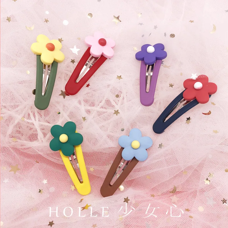 

xuanya contrast color resin hairpin small flowers BB clip girl heart avocado color cute bangs clip hair clip