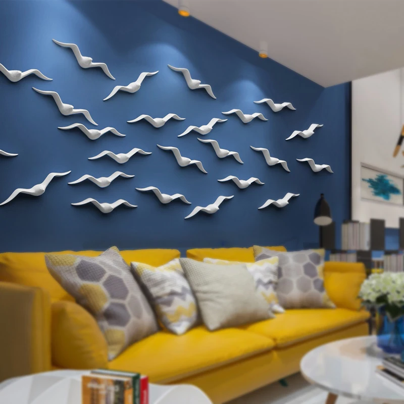 

Ceramic colorful dove three-dimensional creative wall sticker TV background Modern Decoration habitacion Simple style home decor