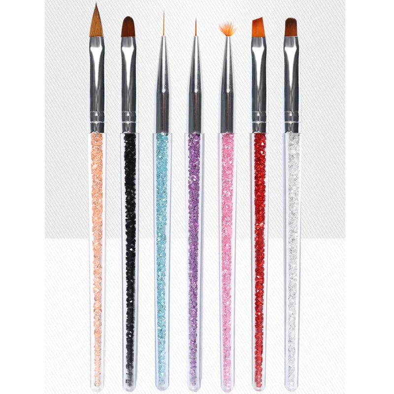 7 шт. кристалл ручка Нейл-арт кисть нейлон волос Градиент УФ-гель 3D резьба Рисунок
