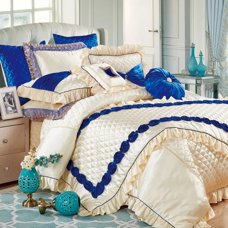 Модные вышитые цветы скользкие мягкие 11 шт постельные покрывала постельное