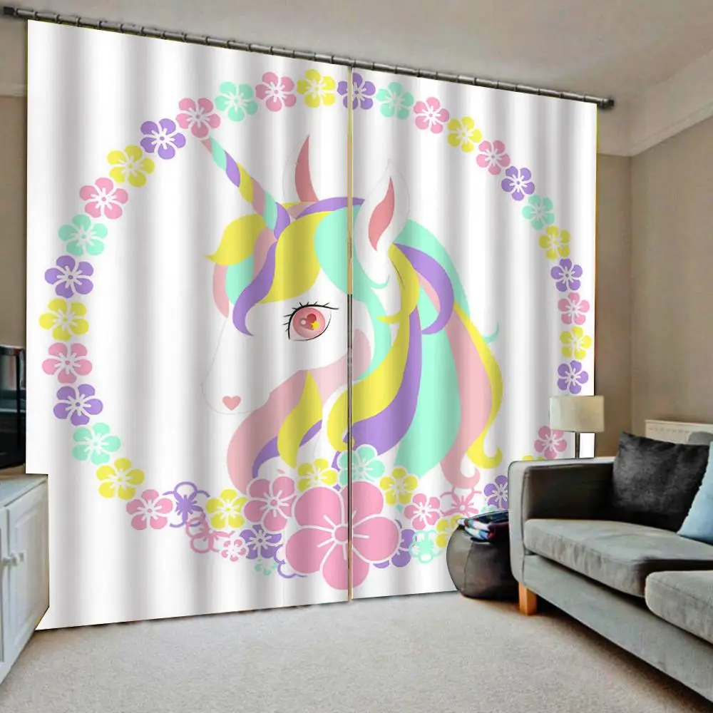 3D шторы с принтом в виде единорога и крыльев для гостиной спальни декоративные