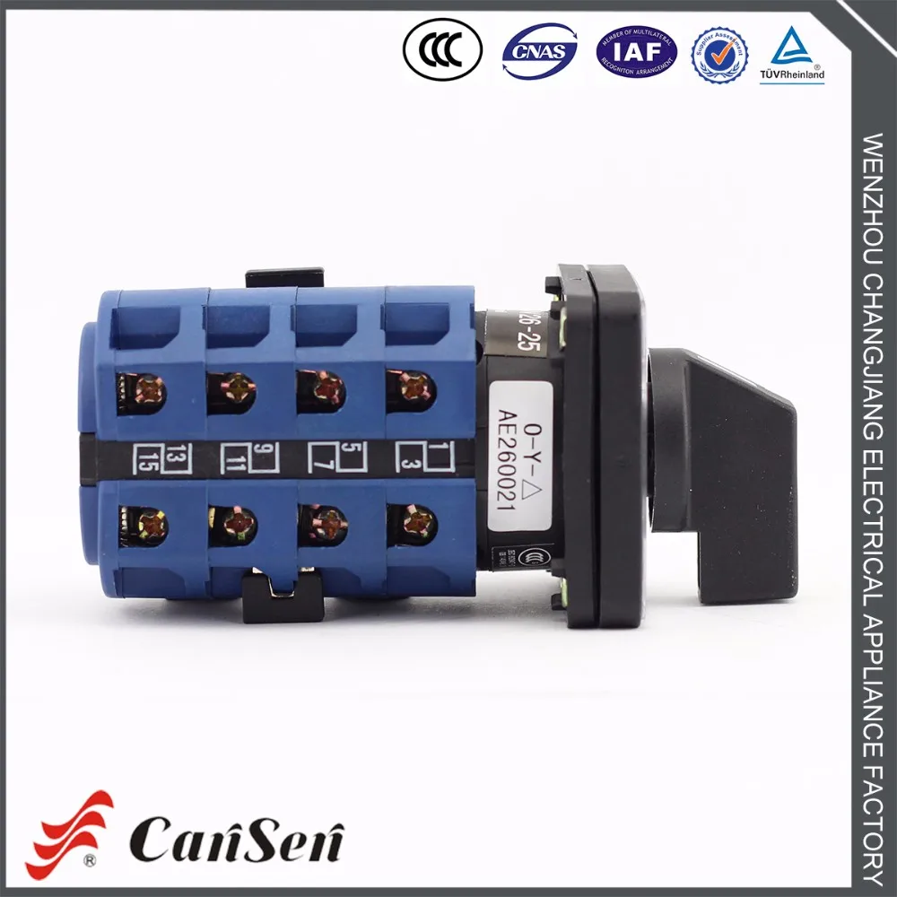 CANSEN LW26-20 Ith 20A поворотный кулачковый переключатель двигателя AC 440V Ui 690V 3 позиции Star-delta 0-Y-D 16 терминалов