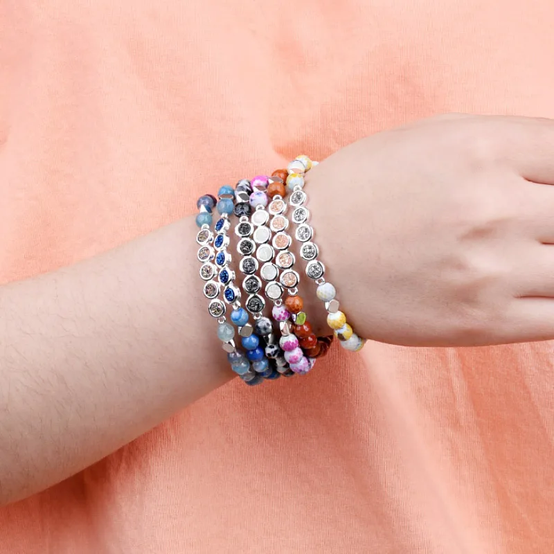 Женский браслет из серебристой и медной меди 7 цветов|Браслеты с шармами| |