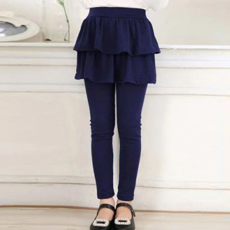 От 2 до 8 лет дети девочки теплый милый торт брюки леггинсы с рюшами Брюки юбкой