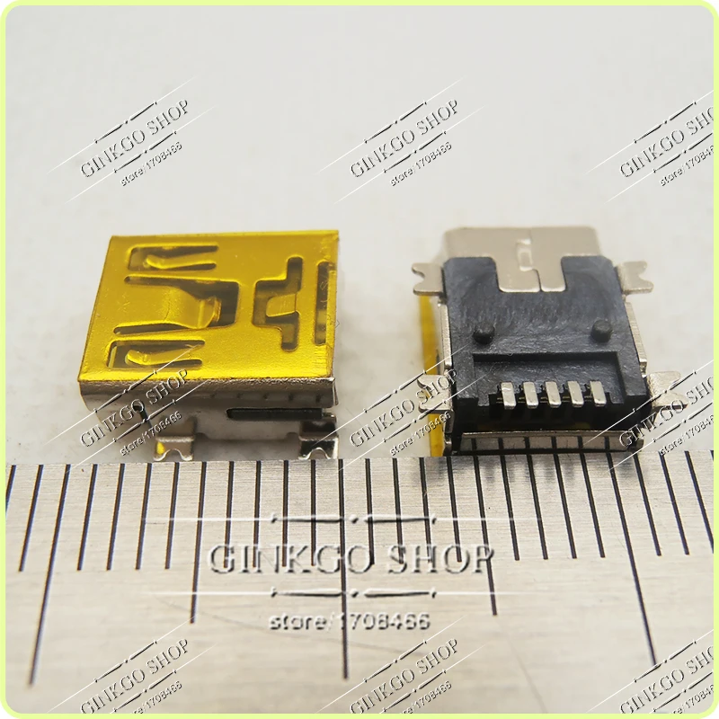 50 шт./лот для общего использования медный мини usb разъем зарядки женский sockect 5P 4SMT