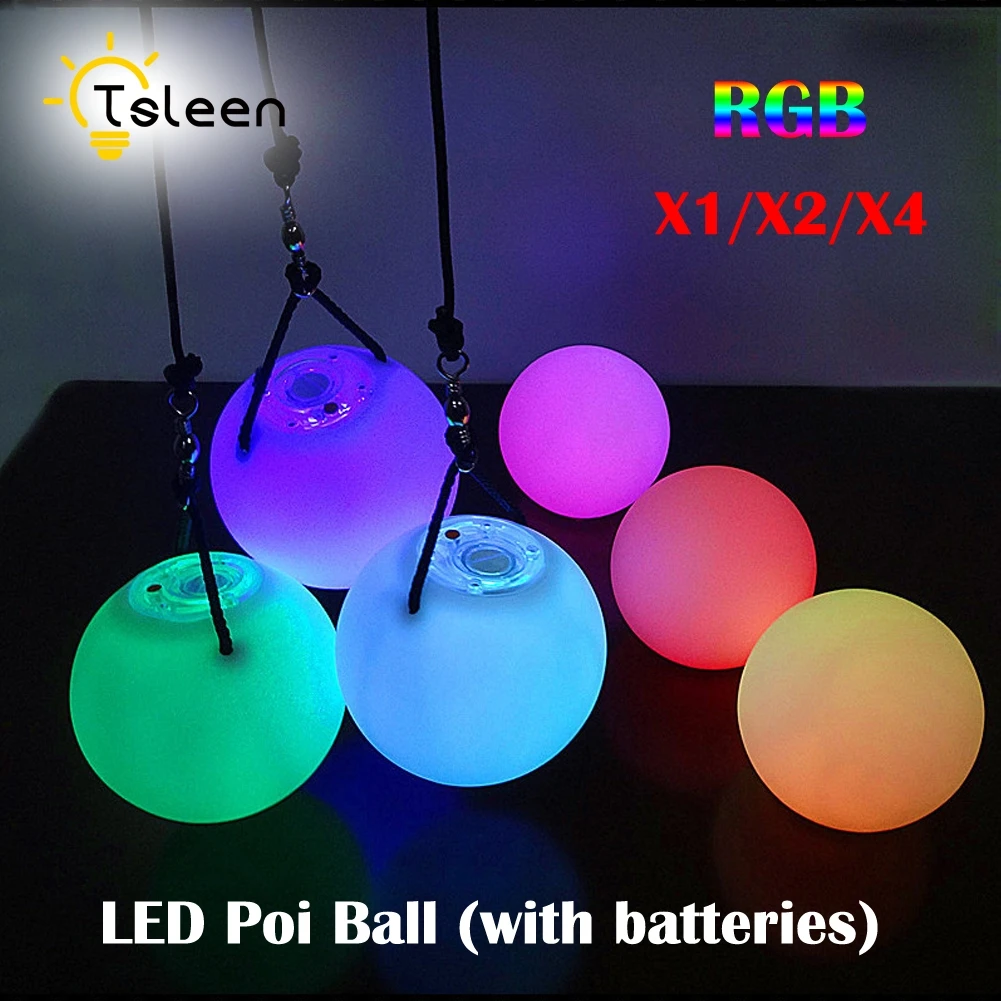 Бесплатная доставка TSLEEN! 1 2 4 шт. светодиодный ПОИ шары RGB Poi Мяч светильник для
