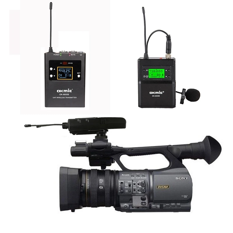 Двухканальный UHF беспроводной микрофон система для Canon Nikon Sony Panasonic DSLR камеры и