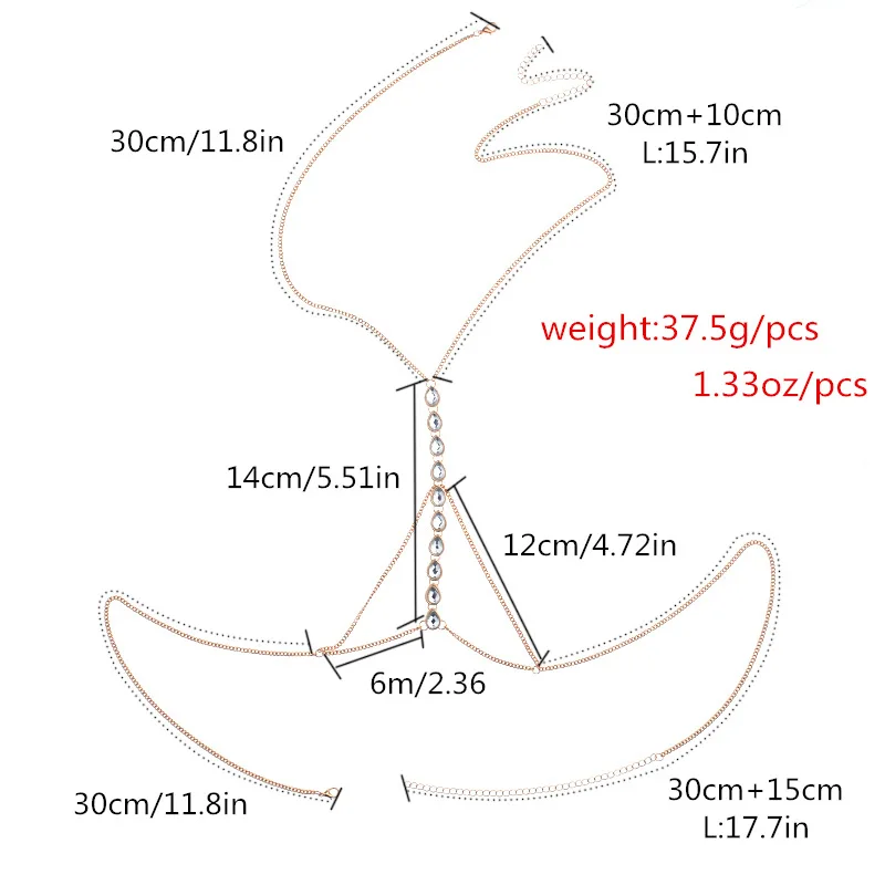 

Womens Sexy Fashion Gold Silver Faux Crystal Body Belly Waist Chain Bikini Beach Harness Chains Necklace Jewelry