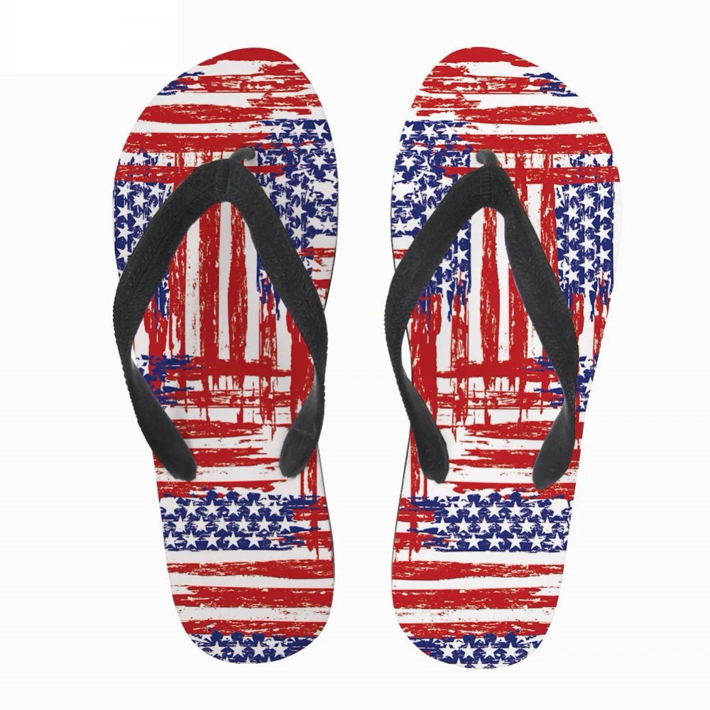 Женские пляжные шлепанцы повседневные без застежки с принтом флагов