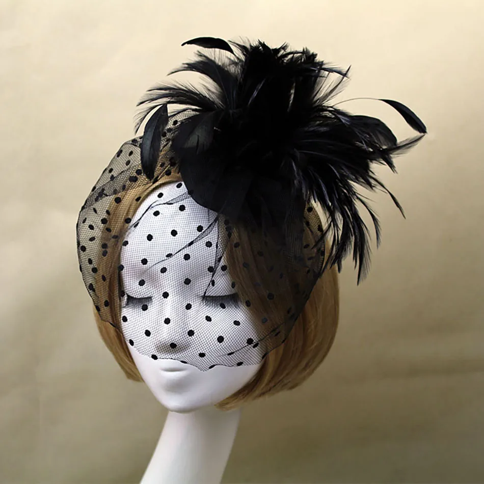 YULUCH 2018 Creative aristocratic bride mesh tiara feather veil double hair clip sweet woman dance party hat | Украшения и