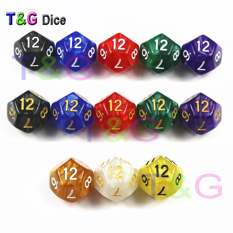 T & G D12 игральные кости для D Rpg 12 сторонних игр с гладкой поверхностью разноцветный