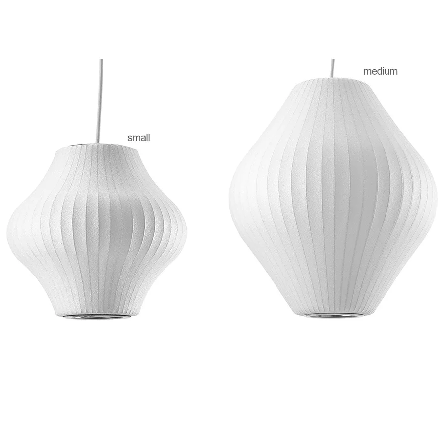 Подвесная лампа в виде груши Белый Шелковый металлический светильник для