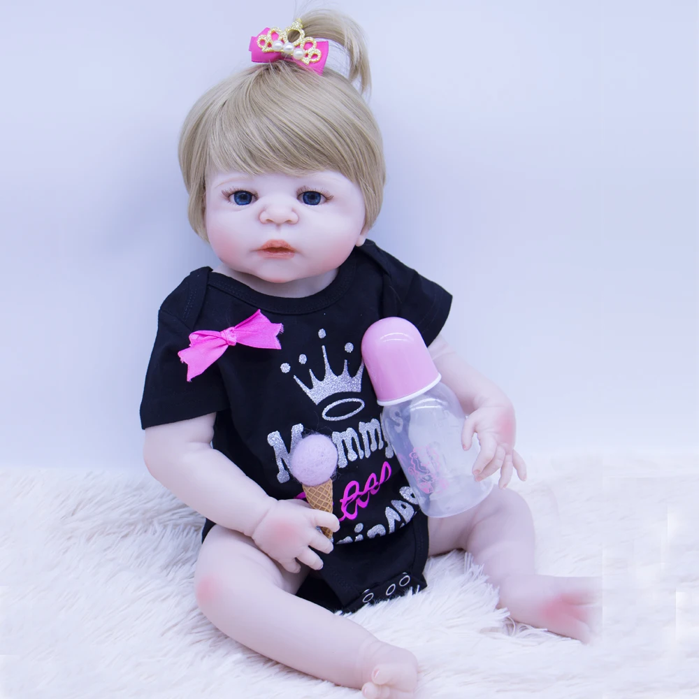 

High-end design Newborn Reborn Baby Dolls hard Silicone Babies Doll For Girls Princess Kid Smooth hair Bebe Reborn Dolls 55cm